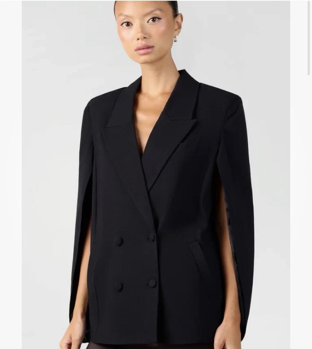 NWT WE WORE WHAT CAPE BLAZER SIZE MEDIUM M MSRP $248 BLACK